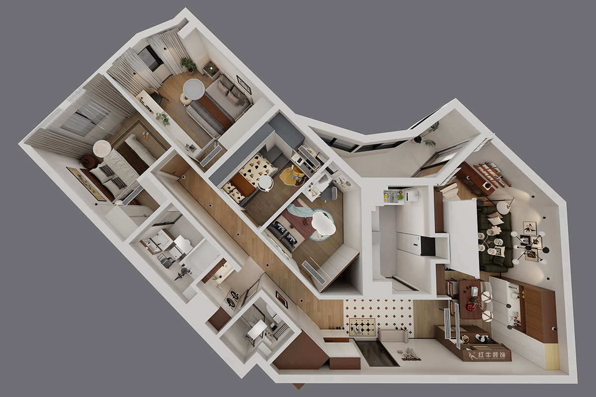 顾娟｜丰汇大厦2205室-120㎡-复古风｜3室2厅2卫｜旧房装修｜定制家｜全包16